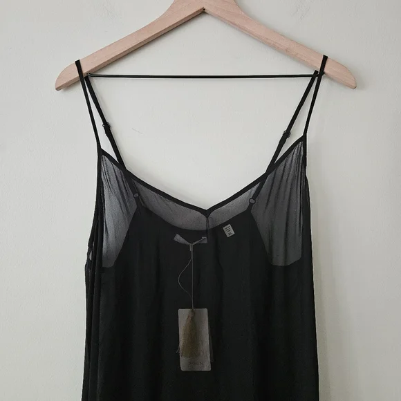 Doen Black Long Deep V Neck Slip Dress NWT - Picture 5 of 10